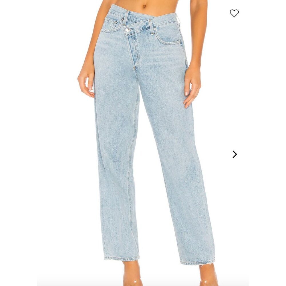 Agolde Criss Cross Straight Leg Jeans in Suburbia Light Wash Size 32